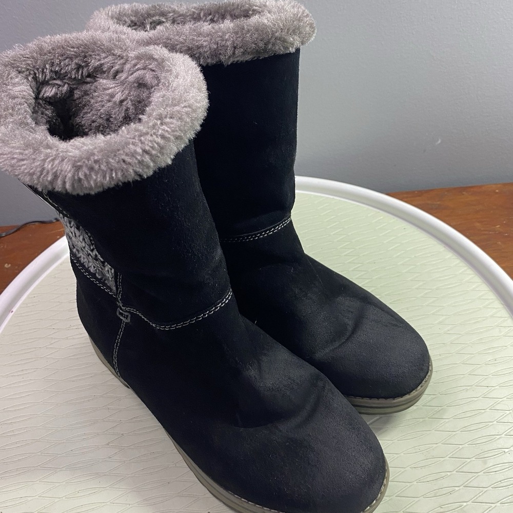 WHITE MOUNTAIN Black Boots Womens Sweater Lined Leather Polarair Winter Sz.7